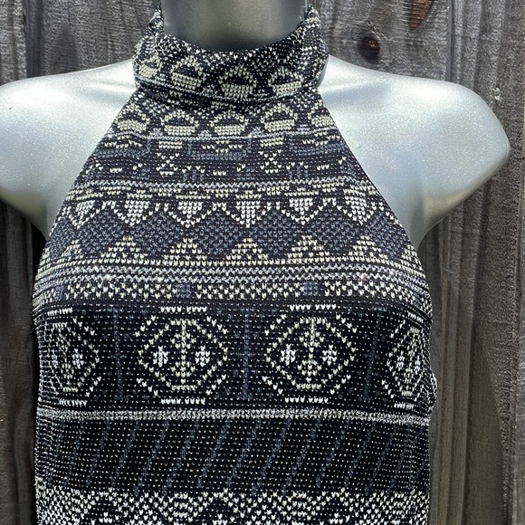 Bebop metallic black and silver backless halter mini dress size small NWT - Picture 3 of 6